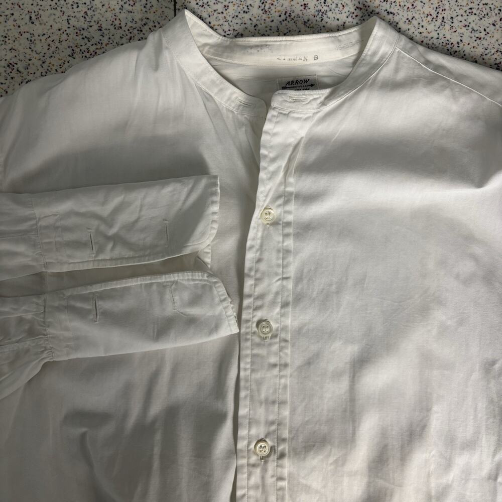 Vintage 1950’s ARROW Men’s Sanfordized Trump White Dress Shirt Motiga 16 33 R